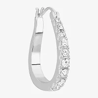 Sparkle Allure Cubic Zirconia Pure Silver Over Brass Hoop Earrings