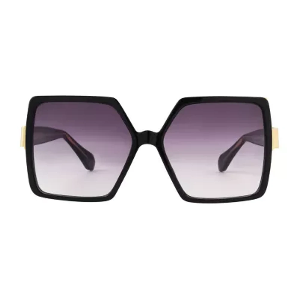 Sofia Vergara X Foster Grant Large Black Frame With Temple Detail Womens UV Protection Square Sunglasses