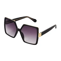 Sofia Vergara X Foster Grant Large Black Frame With Temple Detail Womens UV Protection Square Sunglasses