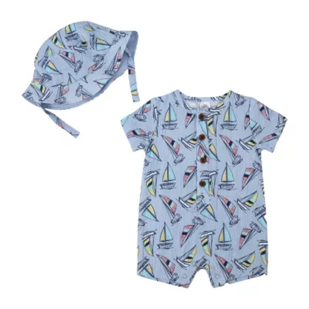 Baby Essentials Boys 2-pc. Short Sleeve Romper