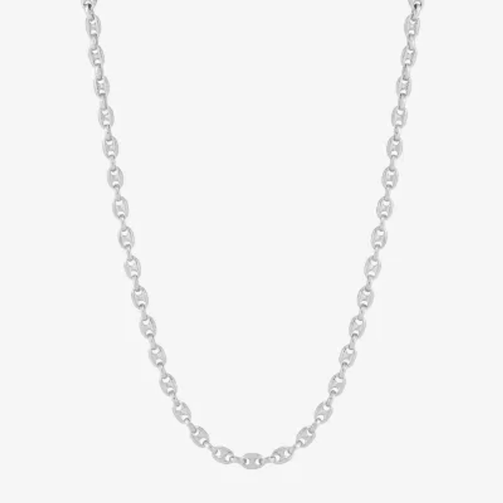 Made in Italy Womens 18 1/2 Inch Sterling Silver Link Necklace Round
