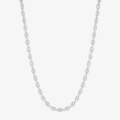 Made in Italy Womens 18 1/2 Inch Sterling Silver Link Necklace Round