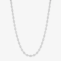 Made in Italy Womens 18 1/2 Inch Sterling Silver Link Necklace Round