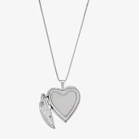 Womens Sterling Silver Heart Locket Necklace