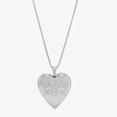 Womens Sterling Silver Heart Locket Necklace