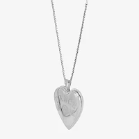 Womens Sterling Silver Heart Locket Necklace