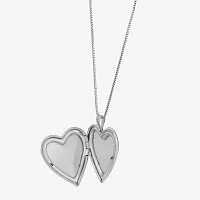 Womens Sterling Silver Heart Locket Necklace