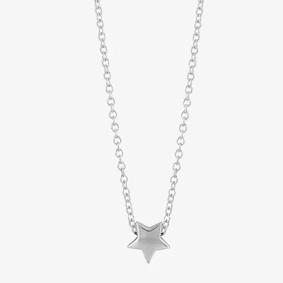 Womens Sterling Silver Star Pendant Necklace