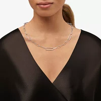 Sterling Silver 18 Inch Hollow Paperclip Paperclip Chain Necklace