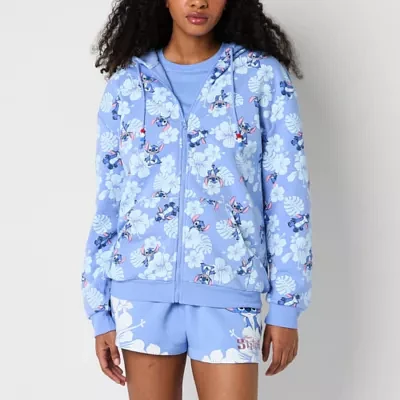 Juniors Womens Long Sleeve Lilo & Stitch Zipper Hoodie