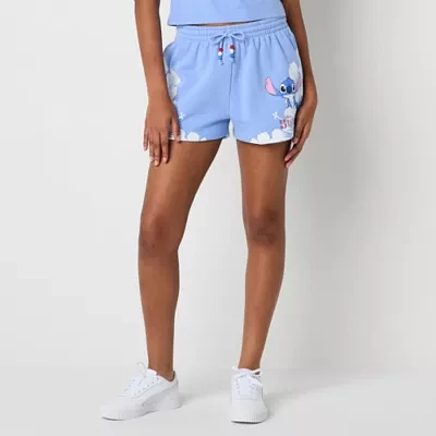 Lilo And Stitch The Movie Fleece Short Womens Mid Rise Pull-On Juniors