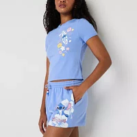 Lilo And Stitch The Movie Fleece Short Womens Mid Rise Pull-On Juniors