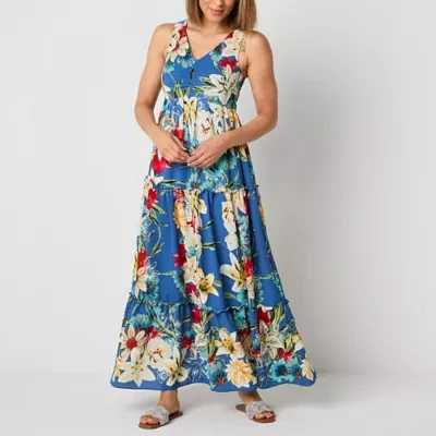 Danny & Nicole Womens Sleeveless Floral Maxi Dress