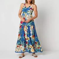 Danny & Nicole Womens Sleeveless Floral Maxi Dress