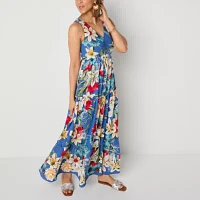 Danny & Nicole Womens Sleeveless Floral Maxi Dress
