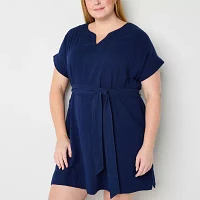 St. John's Bay Womens Short Sleeve Shift Dress Tall