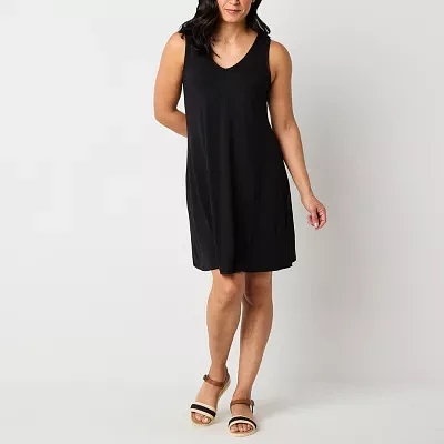 St. John's Bay Womens Sleeveless Midi Swing Dresses Tall