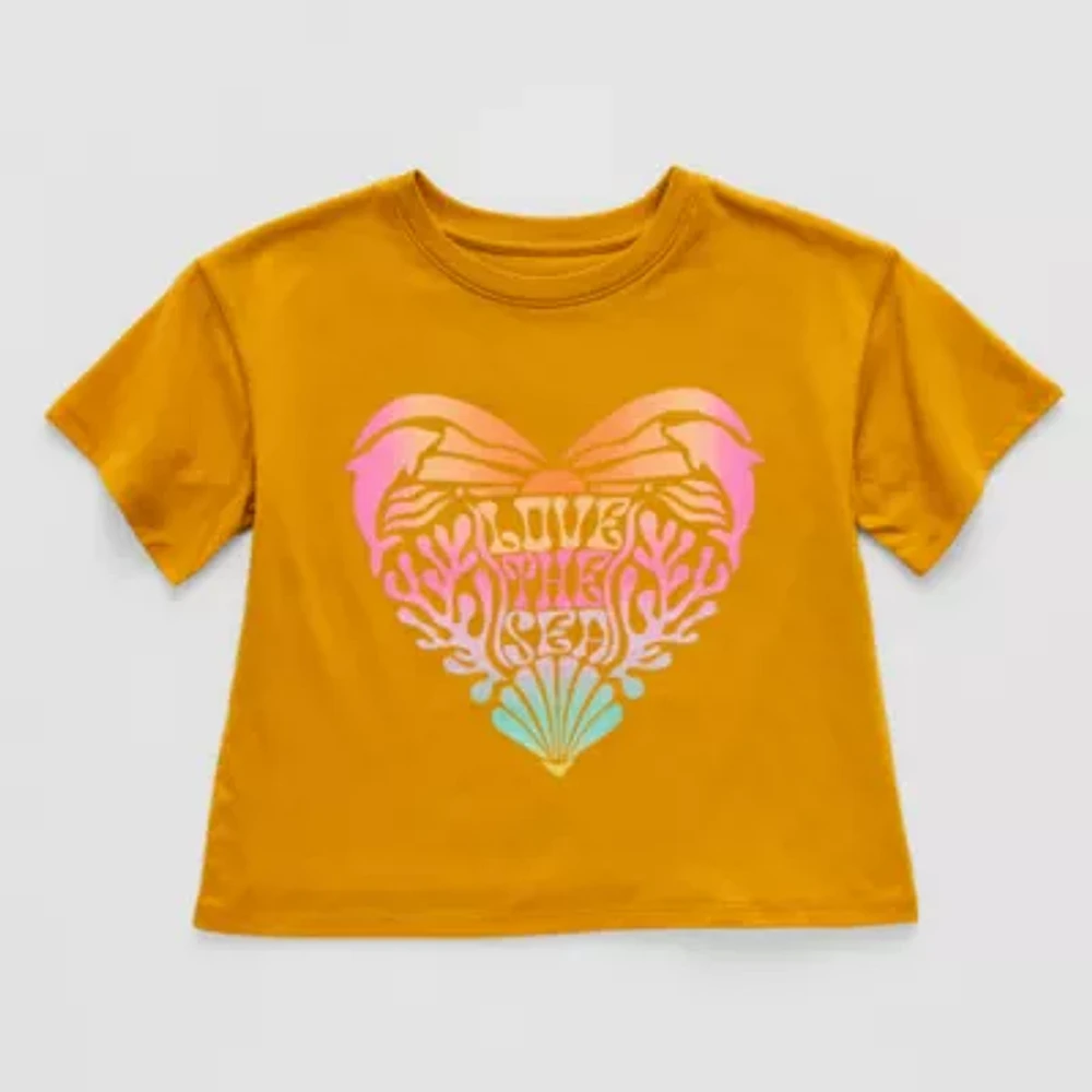 Thereabouts Little & Big Girls Adaptive Crew Neck Short Sleeve Graphic T-Shirt