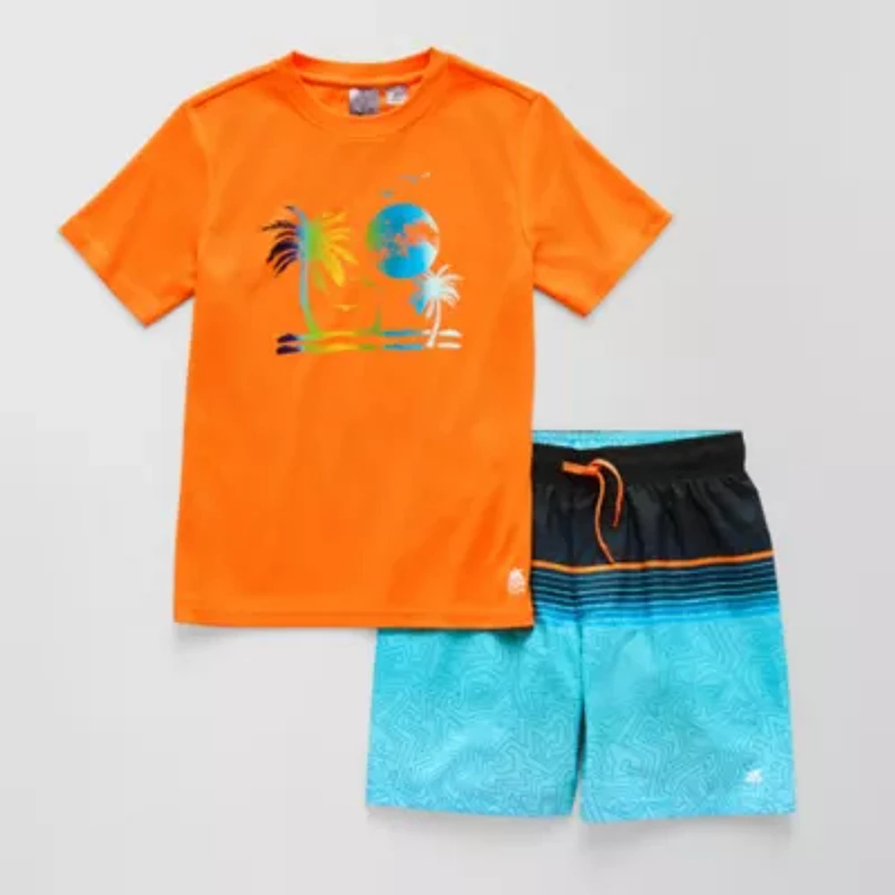 ZeroXposur Boys Striped Rash Guard Set