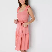 Frye and Co. Womens Sleeveless Midi A-Line Dress