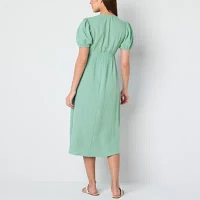 Frye and Co. Womens Short Sleeve Midi Fit + Flare Dress
