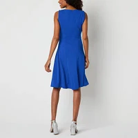 Liz Claiborne Womens Sleeveless Midi Fit + Flare Dress