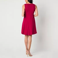 Liz Claiborne Womens Sleeveless Midi Fit + Flare Dress