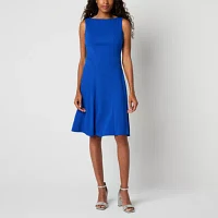 Liz Claiborne Womens Sleeveless Midi Fit + Flare Dress