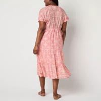 Frye and Co. Womens Short Sleeve Maxi Dress Plus