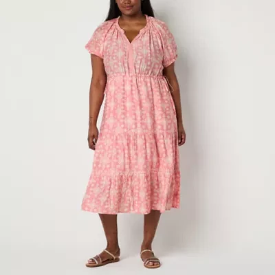 Frye and Co. Womens Short Sleeve Maxi Dress Plus