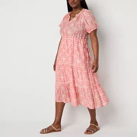 Frye and Co. Womens Short Sleeve Maxi Dress Plus