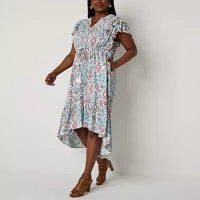 Frye and Co. Womens Short Sleeve High-Low Maxi Dress Plus