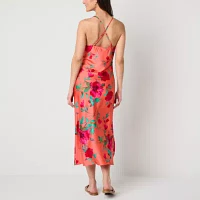 Emerald Sundae Womens Sleeveless Floral Midi Slip Dress Juniors