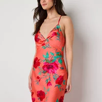 Emerald Sundae Womens Sleeveless Floral Midi Slip Dress Juniors