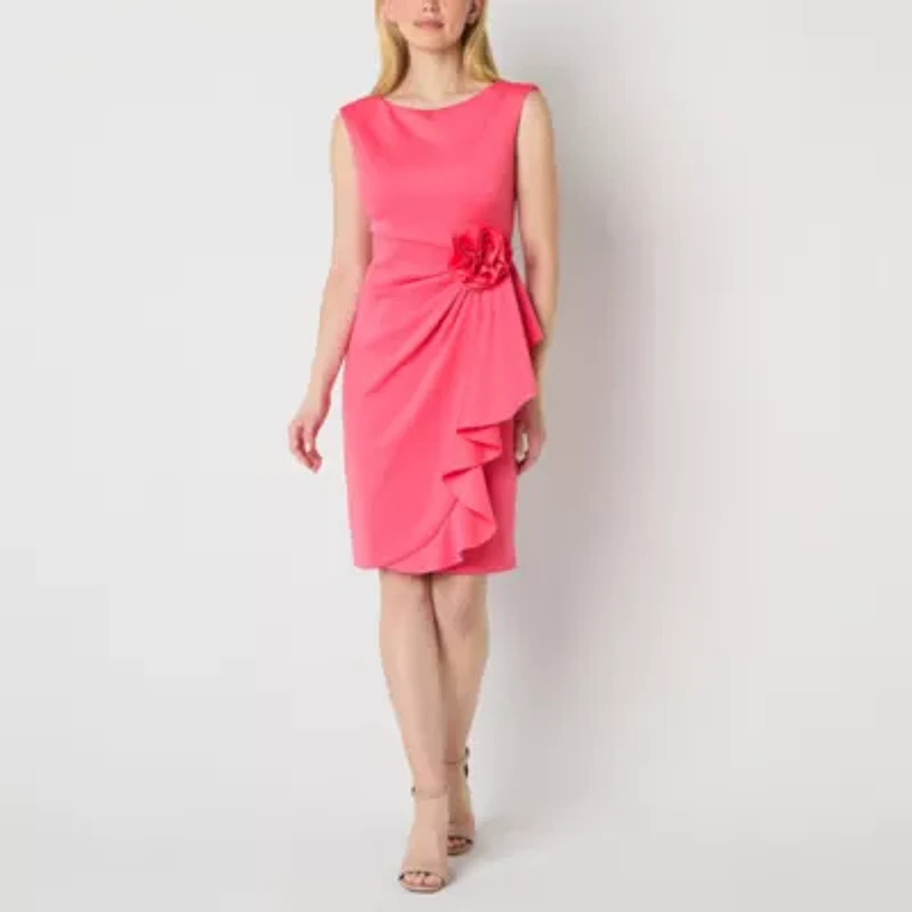 Jessica Howard Womens Sleeveless Applique Sheath Dress