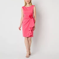 Jessica Howard Womens Sleeveless Applique Sheath Dress