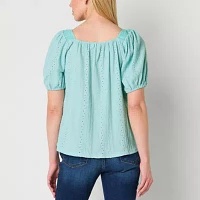 Frye and Co. Womens Square Neck Short Sleeve Blouse