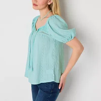Frye and Co. Womens Square Neck Short Sleeve Blouse