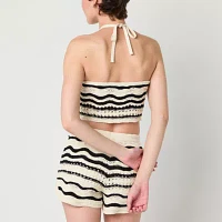 Arizona Crochet Womens Juniors Halter Neck Sleeveless Tank Top