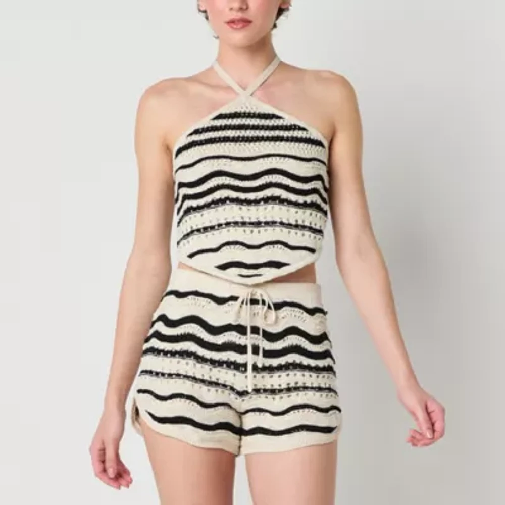 Arizona Crochet Womens Juniors Halter Neck Sleeveless Tank Top
