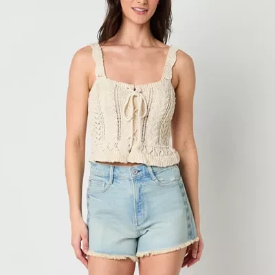 Arizona Juniors Womens Square Neck Sleeveless Pullover Sweater