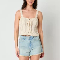 Arizona Juniors Womens Square Neck Sleeveless Pullover Sweater