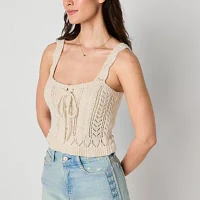 Arizona Juniors Womens Square Neck Sleeveless Pullover Sweater