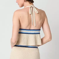 Arizona Crochet Womens Juniors Halter Neck Sleeveless Tank Top