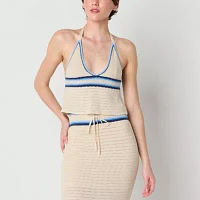 Arizona Crochet Womens Juniors Halter Neck Sleeveless Tank Top