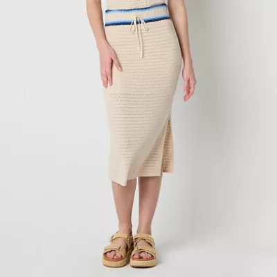 Arizona Womens High Rise Midi Full Skirt-Juniors