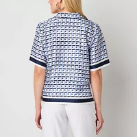 Worthington Womens Short Sleeve Regular Fit Button-Down Shirt