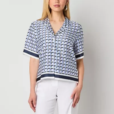 Worthington Womens Short Sleeve Regular Fit Button-Down Shirt
