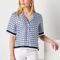 Worthington Womens Short Sleeve Regular Fit Button-Down Shirt