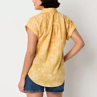 a.n.a Soft Drape Womens Short Sleeve Blouse